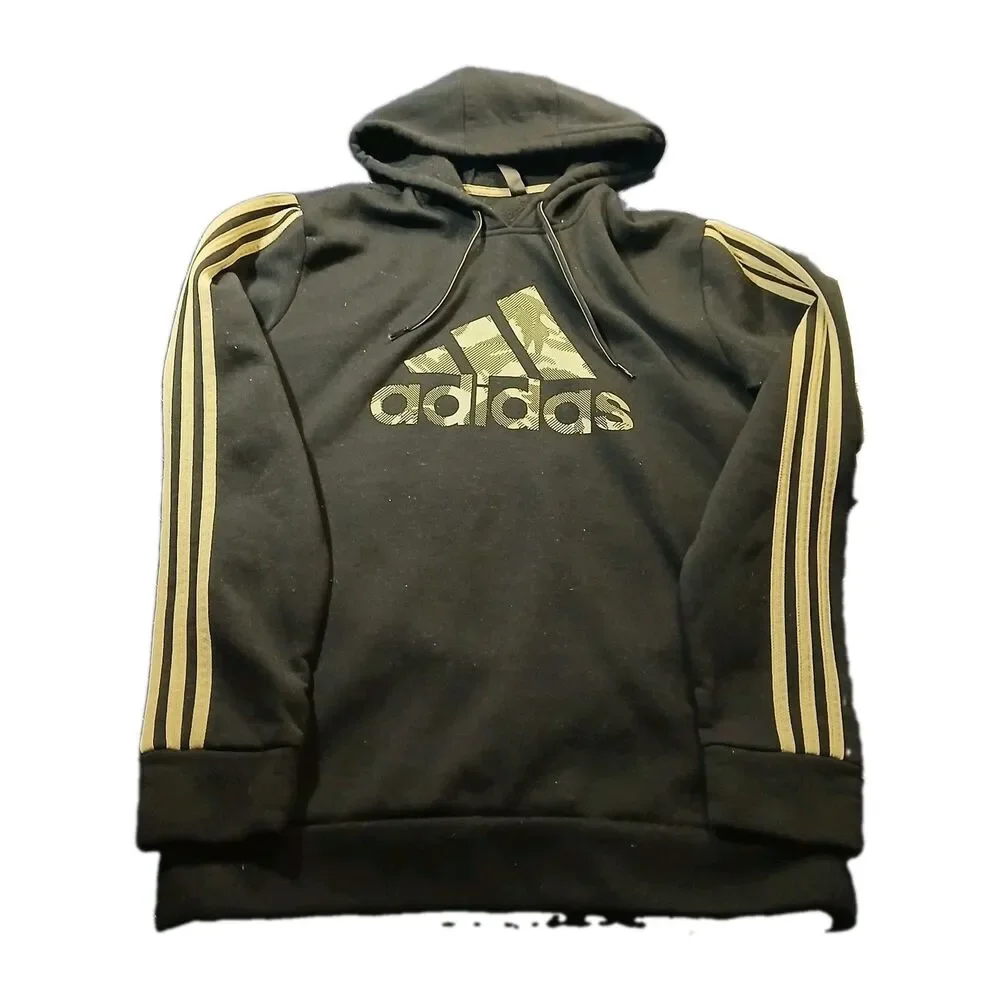 Adidas Men's Hoodie Sweatshirt Black/Camo Medium Long Sleeve